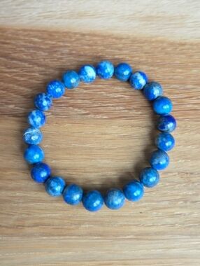 Blue Lapis Lazuli Beads Bracelet, Stretch, Hand Crafted